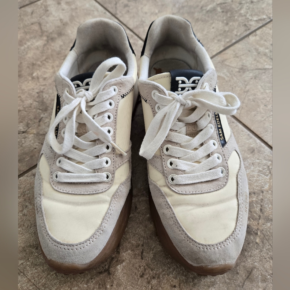 Women's Sam Edelman White and Black Sneakers